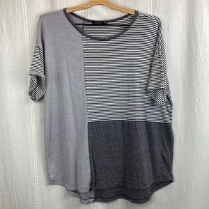 Staccato gray striped knit comfy t shirt large Modern Classic Top